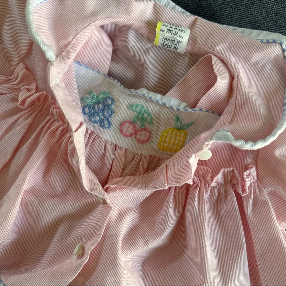 Pink Kids Matching Set with Embroidered Fruits - Picture 7 of 7
